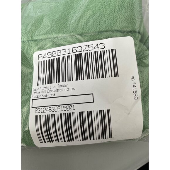 Isaac Mizrahi Live Reg Pebble Knit Wide Leg Crop Pants Womens L Classic Sage NEW - Picture 2 of 7